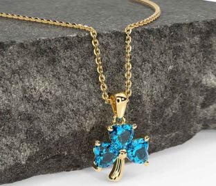 Topaz Gold Silver Shamrock Necklace