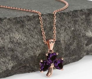 Alexandrite Rose Gold Shamrock Necklace