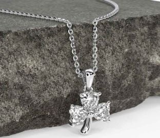 Diamond Silver Shamrock Necklace