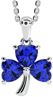 Sapphire Silver Shamrock Necklace