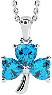 Topaz Silver Shamrock Necklace