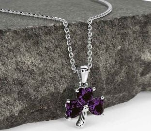 Alexandrite White Gold Shamrock Necklace