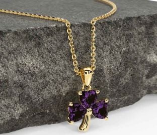 アレキサンドライト 金 シャムロック ネックレス