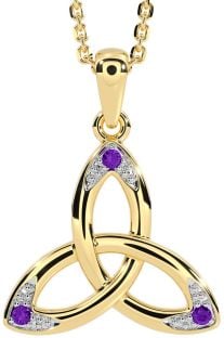 Amethyst Gold Silver Celtic Trinity Knot Necklace