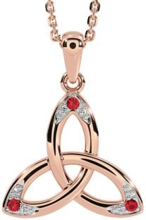 Ruby Rose Gold Celtic Trinity Knot Necklace