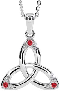 Ruby Silver Celtic Trinity Knot Necklace