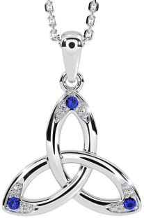 Sapphire Silver Celtic Trinity Knot Necklace
