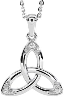 Diamond White Gold Celtic Trinity Knot Necklace