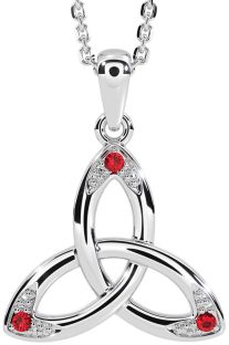 Ruby White Gold Celtic Trinity Knot Necklace