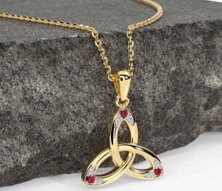 Ruby Gold Celtic Trinity Knot Necklace