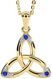 Sapphire Gold Celtic Trinity Knot Necklace