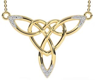 Diamond Gold Silver Celtic Knot Heart Necklace