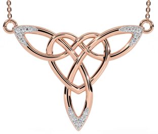 Diamond Rose Gold Celtic Knot Heart Necklace