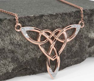 Diamond Rose Gold Celtic Knot Heart Necklace