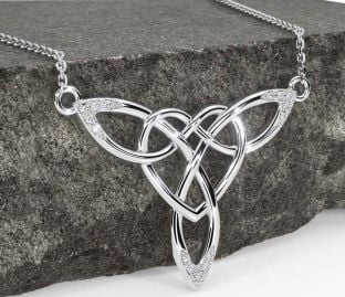 Diamond White Gold Celtic Knot Heart Necklace