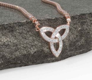 Diamond Rose Gold Celtic Trinity Knot Necklace