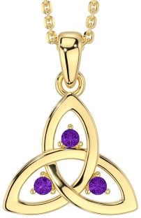 Amethyst Gold Silver Celtic Trinity Knot Necklace