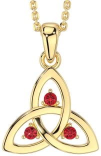 Ruby Gold Silver Celtic Trinity Knot Necklace