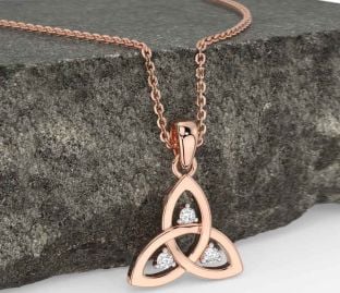 Diamond Rose Gold Celtic Trinity Knot Necklace