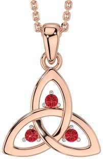 Ruby Rose Gold Celtic Trinity Knot Necklace