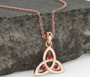 Ruby Rose Gold Celtic Trinity Knot Necklace