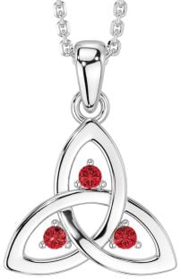 Ruby Silver Celtic Trinity Knot Necklace