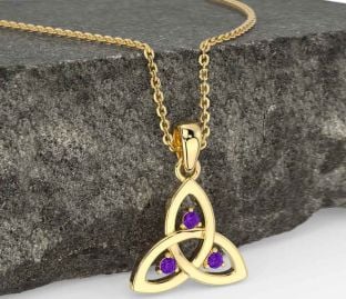 Amethyst Gold Celtic Trinity Knot Necklace