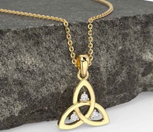 Diamond Gold Celtic Trinity Knot Necklace