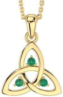 Emerald Gold Celtic Trinity Knot Necklace