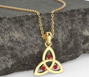 Ruby Gold Celtic Trinity Knot Necklace