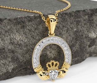 Diamond Gold Claddagh Necklace