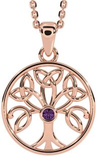 Alexandrite Rose Gold Silver Celtic Tree of Life Trinity Knot Necklace