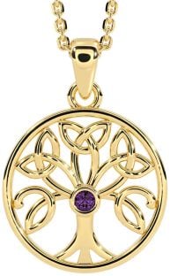 Alexandrite Gold Silver Celtic Tree of Life Trinity Knot Necklace