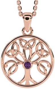 Alexandrite Rose Gold Celtic Tree of Life Trinity Knot Necklace