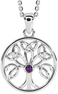 Alexandrite Silver Celtic Tree of Life Trinity Knot Necklace