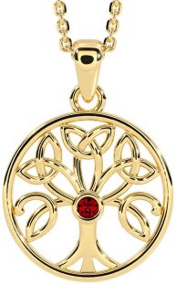 Celtic Garnet Gold Arborele Vieții Trinity Knot Colier