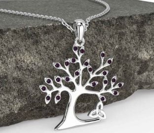 Alessandrite Argento celtico Albero Di Vita Trinità Nodo Collana