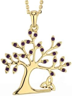 Alexandrite Gold Celtic Tree of Life Trinity Knot Necklace