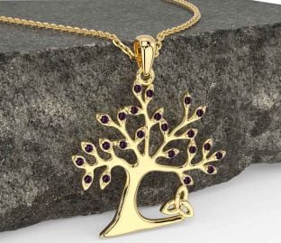 Alexandrite Gold Celtic Tree of Life Trinity Knot Necklace