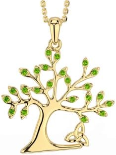 Peridot Gold Celtic Tree of Life Trinity Knot Necklace