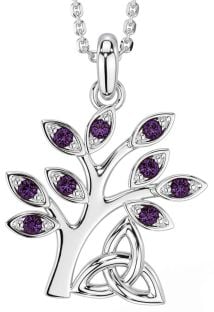 Alexandrite Silver Celtic Tree of Life Trinity Knot Necklace