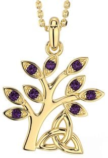 Alexandrite Gold Celtic Tree of Life Trinity Knot Necklace