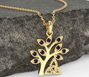 Alexandrite Gold Celtic Tree of Life Trinity Knot Necklace