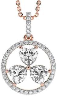 Diamond Rose Gold Silver Shamrock Necklace