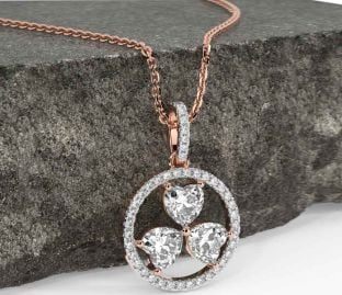 Diamond Rose Gold Silver Shamrock Necklace
