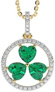 Diamond Emerald Gold Silver Shamrock Necklace