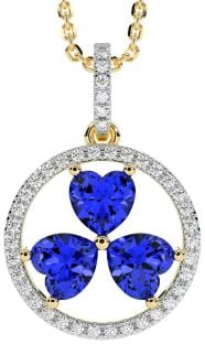 Diamond Sapphire Gold Silver Shamrock Necklace