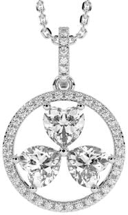 Diamond Silver Shamrock Necklace