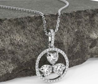 Diamond Silver Shamrock Necklace