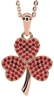 Ruby Rose Gold Silver Shamrock Necklace